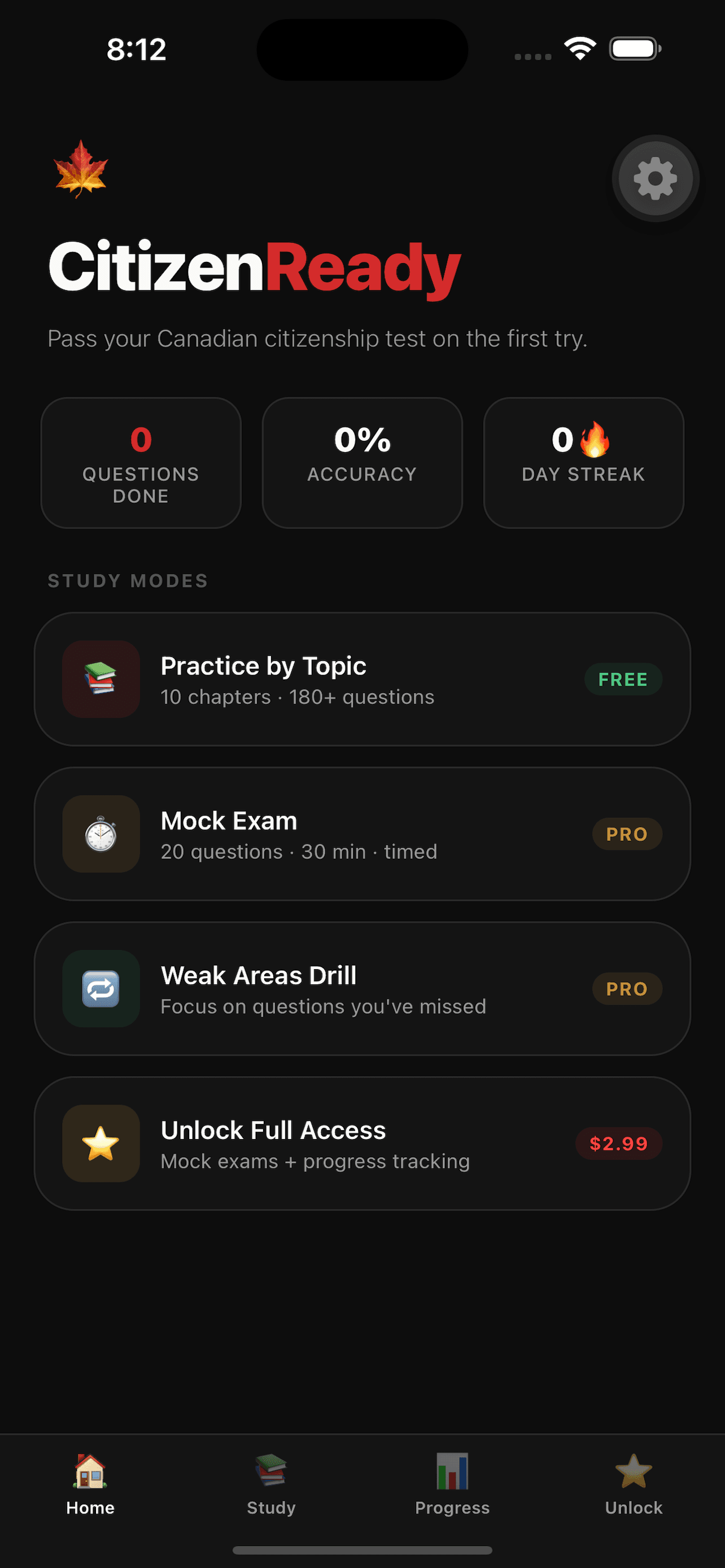 CitizenReady app home screen
